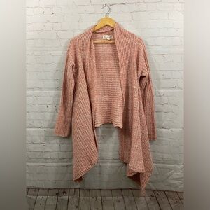 Pink Rose Marled Loose Knit Asymmetrical High Low Sweater Womens Size Medium